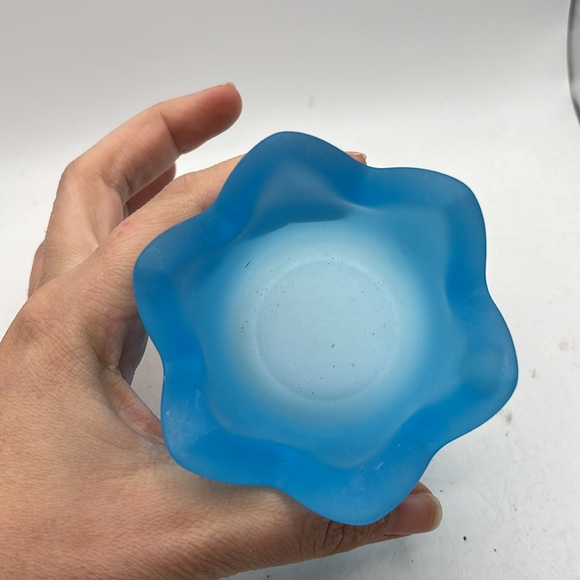Vtg Iittala Tulip Frosted Glass Votive Tealight Candle Holder Collectible Blue - Picture 2 of 11